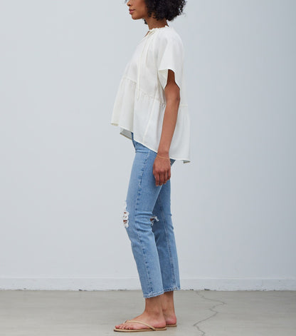 DRAPEY SHIRRED BLOUSE