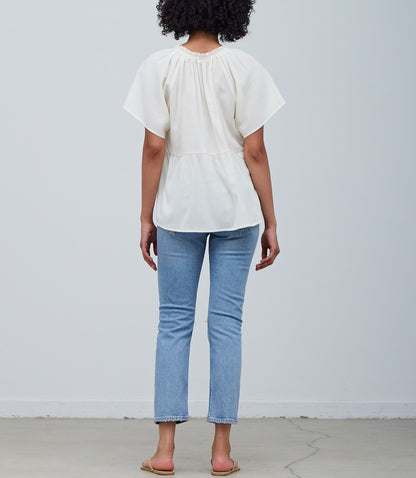DRAPEY SHIRRED BLOUSE