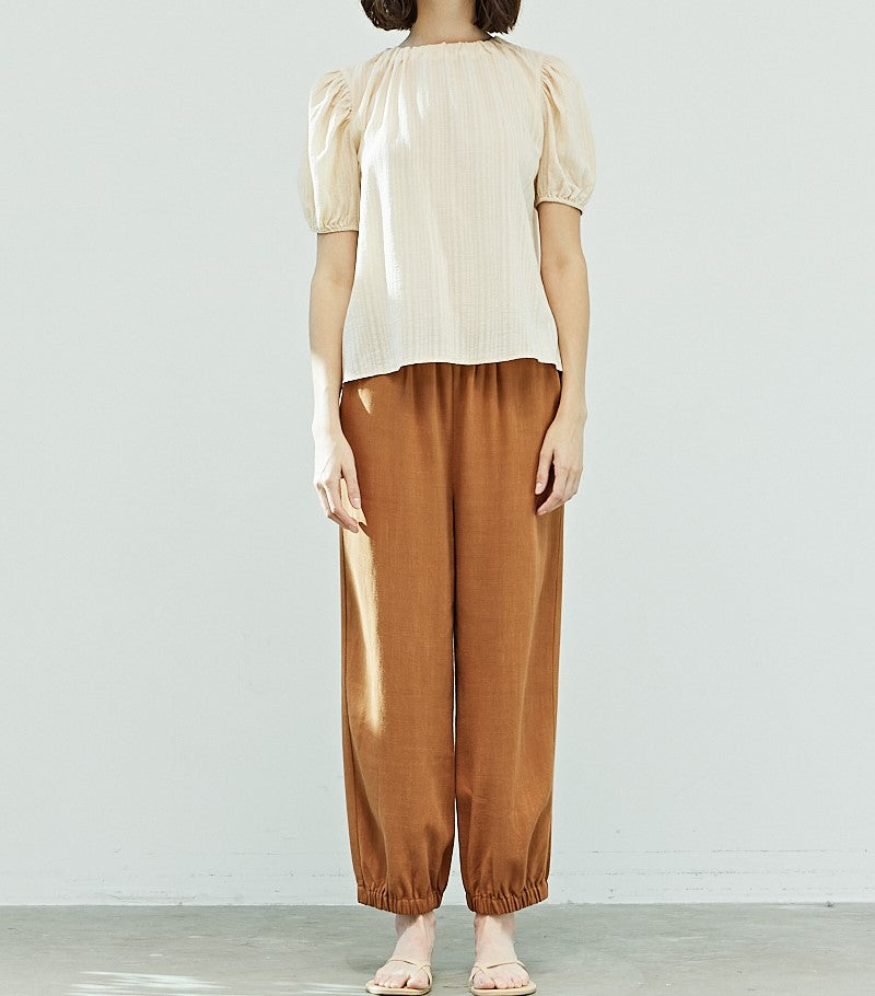 BACK TIE PUFF SLEEVE BLOUSE