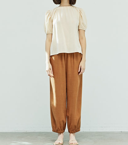 BACK TIE PUFF SLEEVE BLOUSE