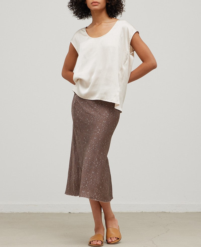 LEOPARD SATIN SLIP SKIRT