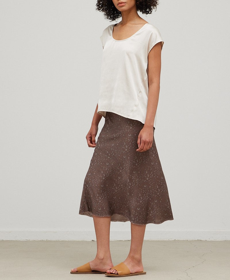 LEOPARD SATIN SLIP SKIRT