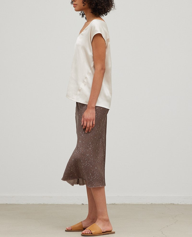 LEOPARD SATIN SLIP SKIRT