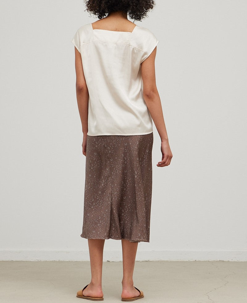 LEOPARD SATIN SLIP SKIRT