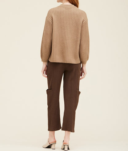 BALLOON SLEEVE RIB SWEATER