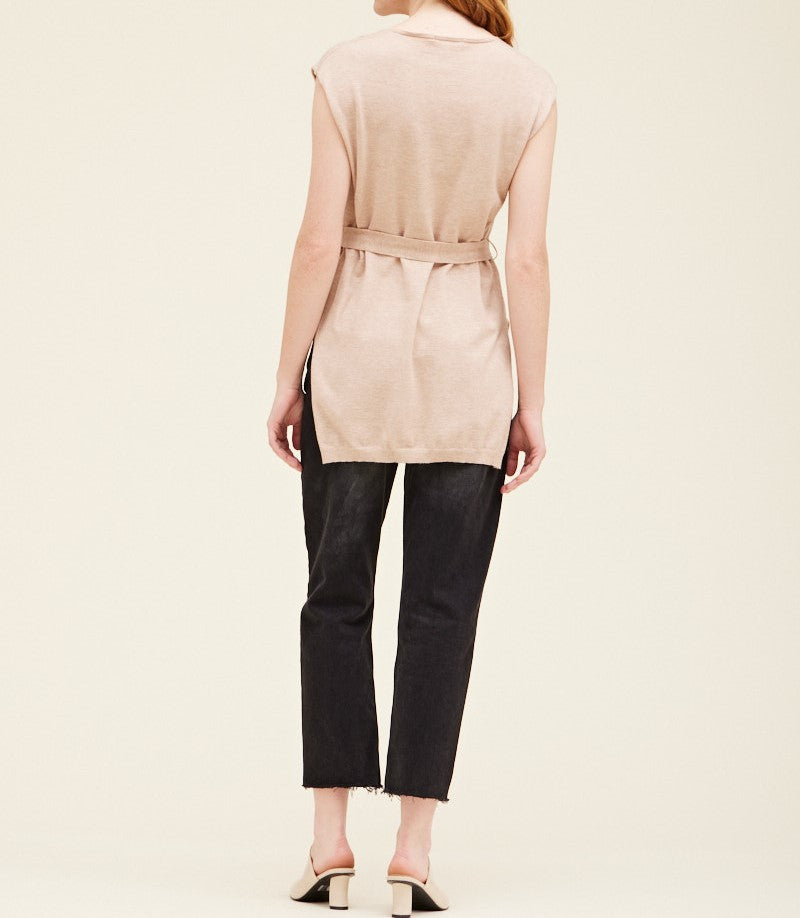 LONG BELTED KNIT TANK