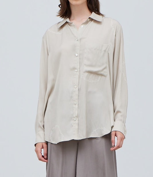 DOTTED CIRCLE PRINTED SATIN SHIRT