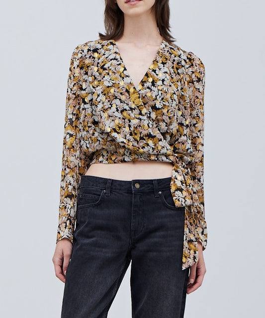 METALLIC SURPLICE TOP