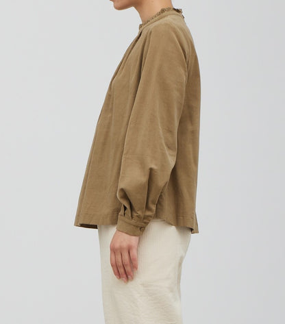 PLEATED DETAIL CORUROY BLOUSE