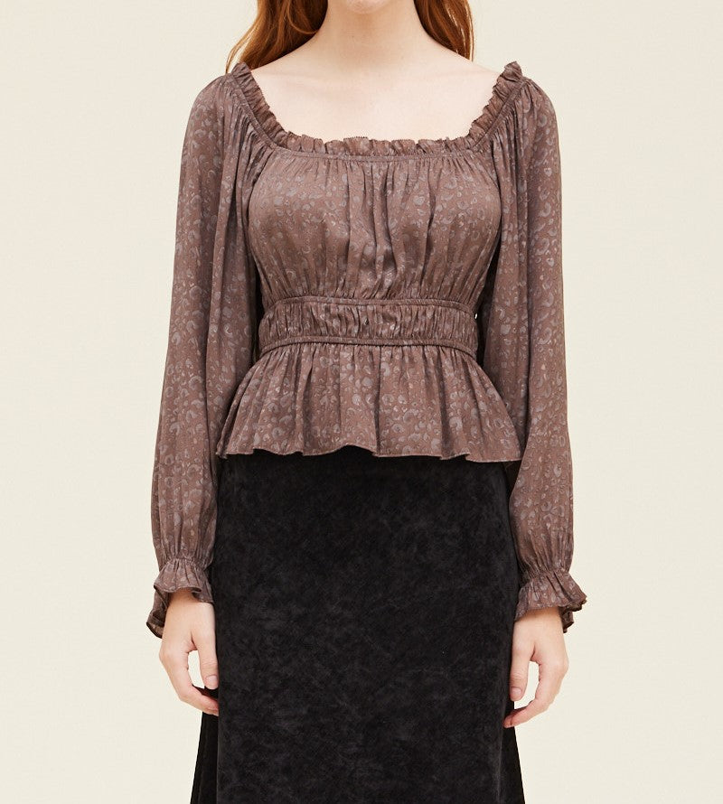 LEOPARD PRINTED SATIN BLOUSE