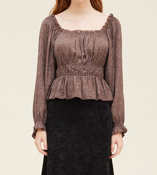 LEOPARD PRINTED SATIN BLOUSE