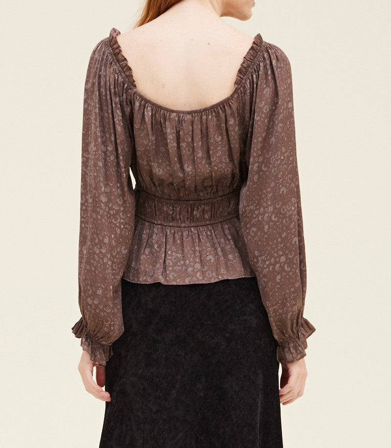 LEOPARD PRINTED SATIN BLOUSE