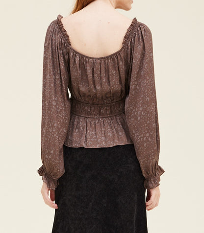 LEOPARD PRINTED SATIN BLOUSE