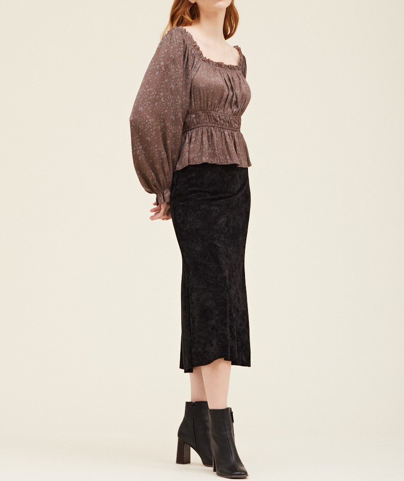 LEOPARD PRINTED SATIN BLOUSE
