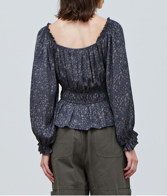 LEOPARD PRINTED SATIN BLOUSE