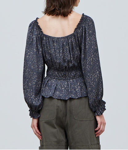 LEOPARD PRINTED SATIN BLOUSE