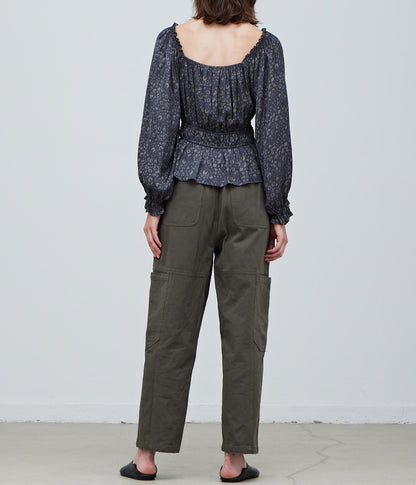LEOPARD PRINTED SATIN BLOUSE