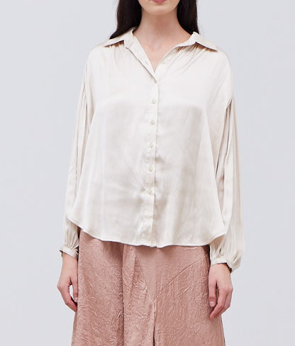 SOLID SATIN SHIRTS BLOUSE