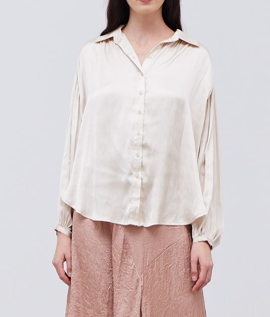 SOLID SATIN SHIRTS BLOUSE