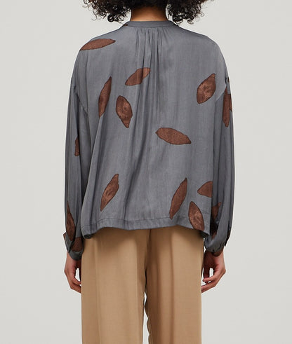 SATIN PETAL PRINT BLOUSE