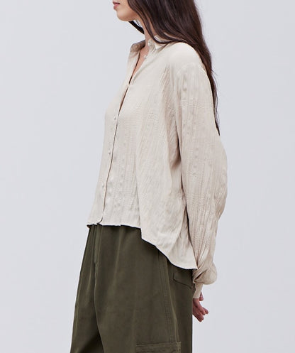 CRINKLE SATIN CROPPED SHIRT