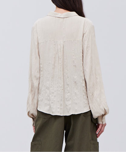 CRINKLE SATIN CROPPED SHIRT