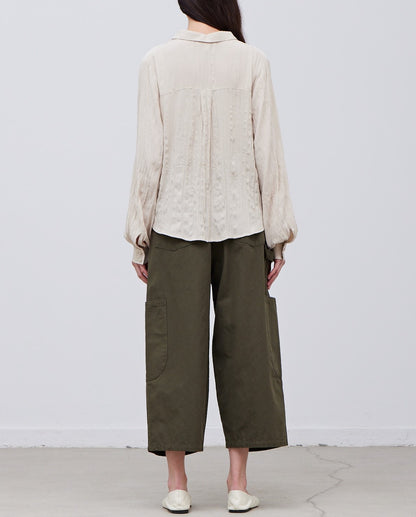 CRINKLE SATIN CROPPED SHIRT