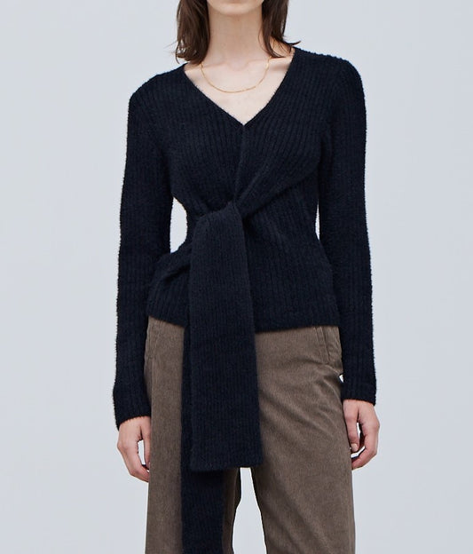 SIDE TIE RIB SWEATER