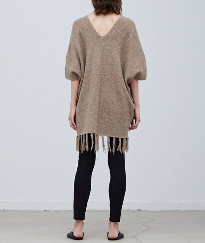 FRINGE HEM KNIT PONCHO