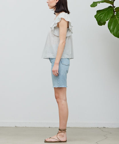 STRIPY COTTON RUFFLED TOP