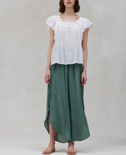 STRIPY COTTON RUFFLED TOP