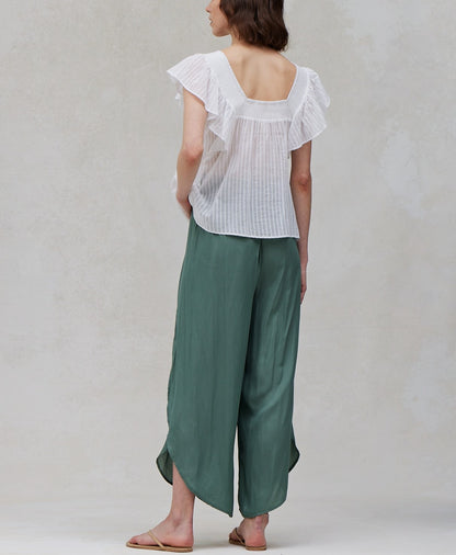STRIPY COTTON RUFFLED TOP