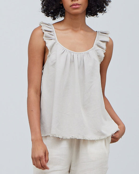 ACID WASHED RUFFLE TWILL TANK