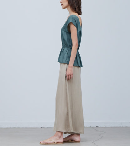 COLORFUL SATIN SHIRRED TOP