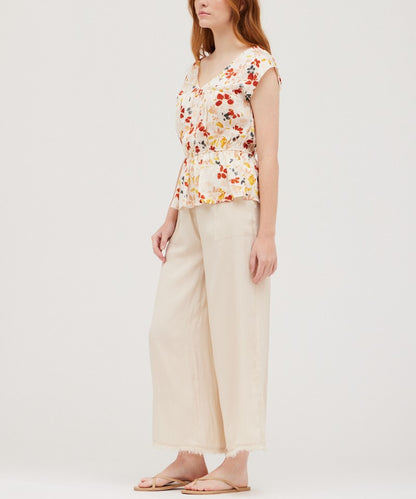 SHIRRED PRINT BLOUSE