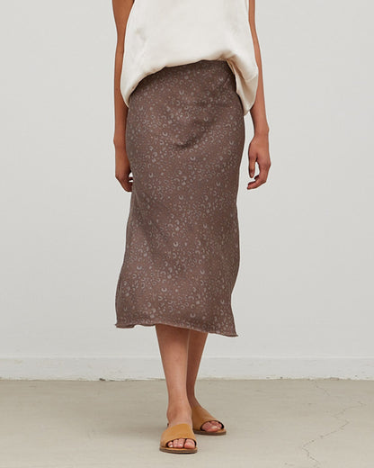 LEOPARD SATIN SLIP SKIRT
