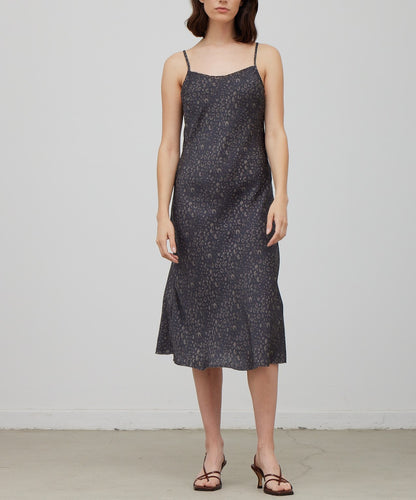 LEOPARD SATIN SLIP DRESS