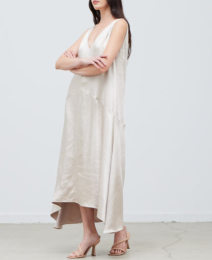 V NECK SATIN DRESS