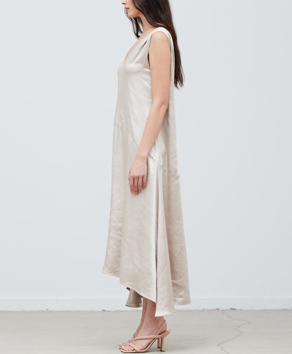 V NECK SATIN DRESS