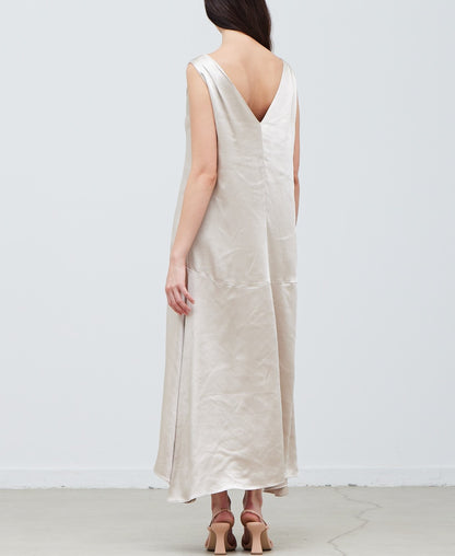 V NECK SATIN DRESS