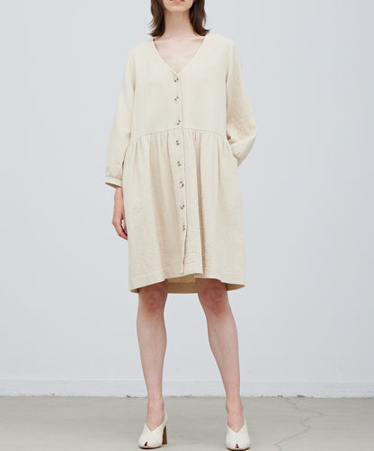 OVERFIT BUTTON DOWN MIDI DRESS