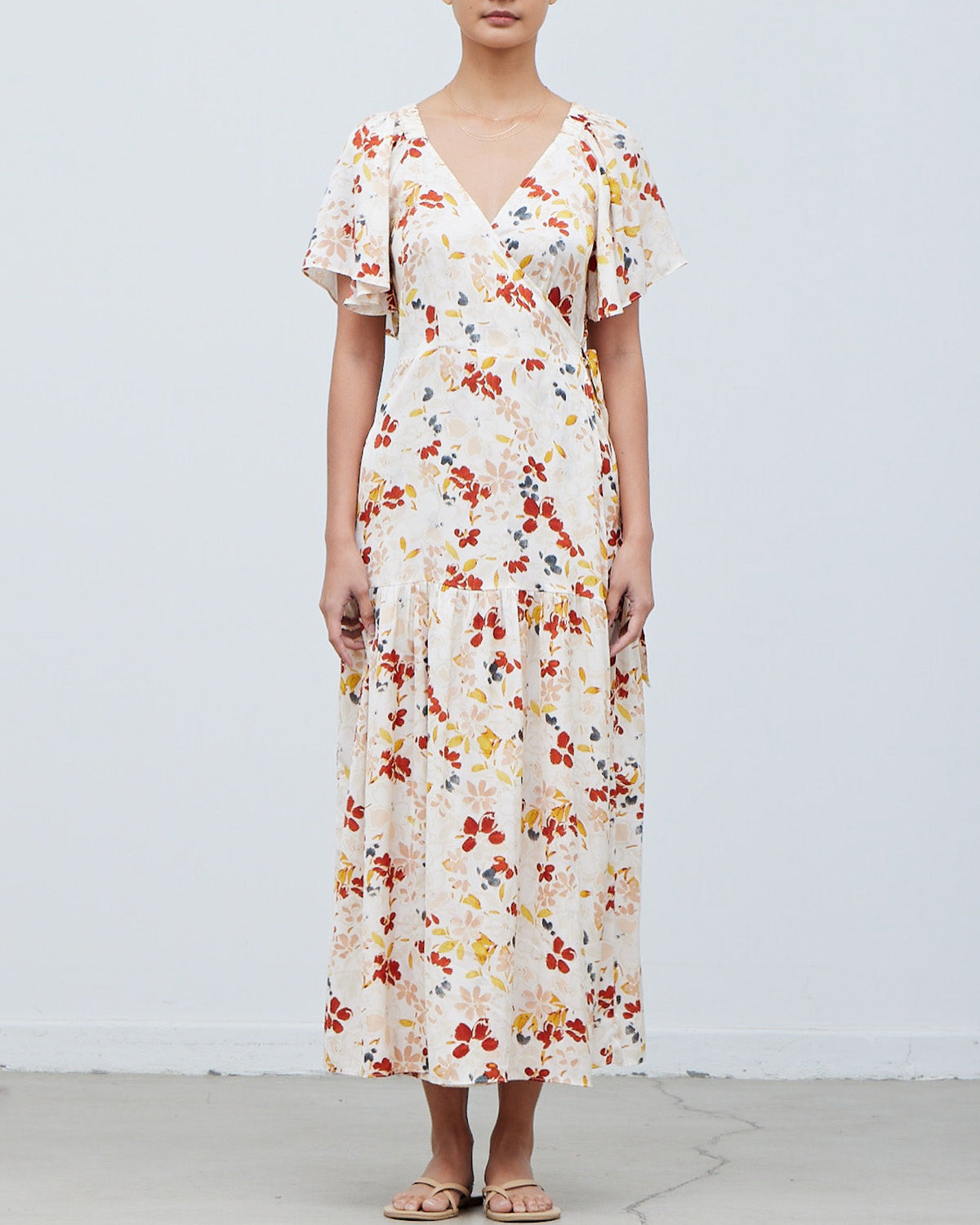 FLORAL PRINTED WRAP DRESS
