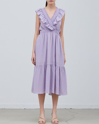 SMOCKING DETAIL MIDI DRESS