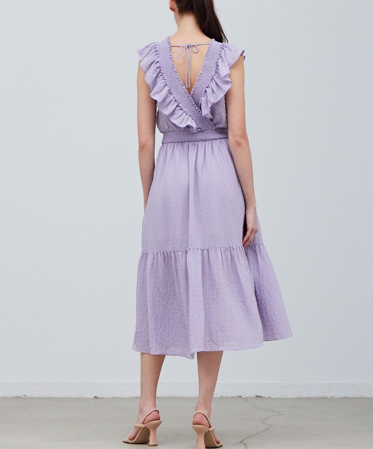 SMOCKING DETAIL MIDI DRESS