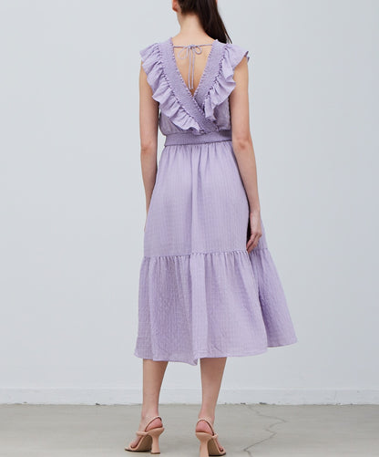 SMOCKING DETAIL MIDI DRESS