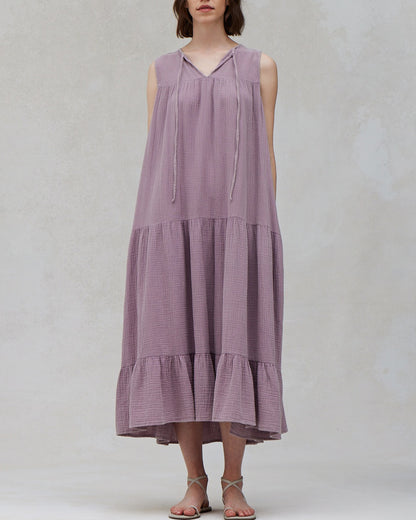 COTTON DOUBLE GAUZE SLEEVELESS DRESS
