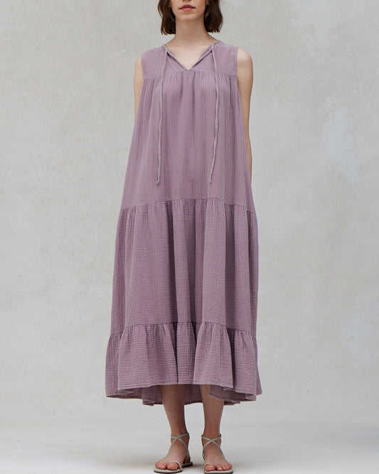 COTTON DOUBLE GAUZE SLEEVELESS DRESS
