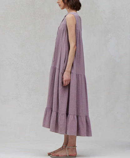 COTTON DOUBLE GAUZE SLEEVELESS DRESS