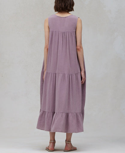 COTTON DOUBLE GAUZE SLEEVELESS DRESS