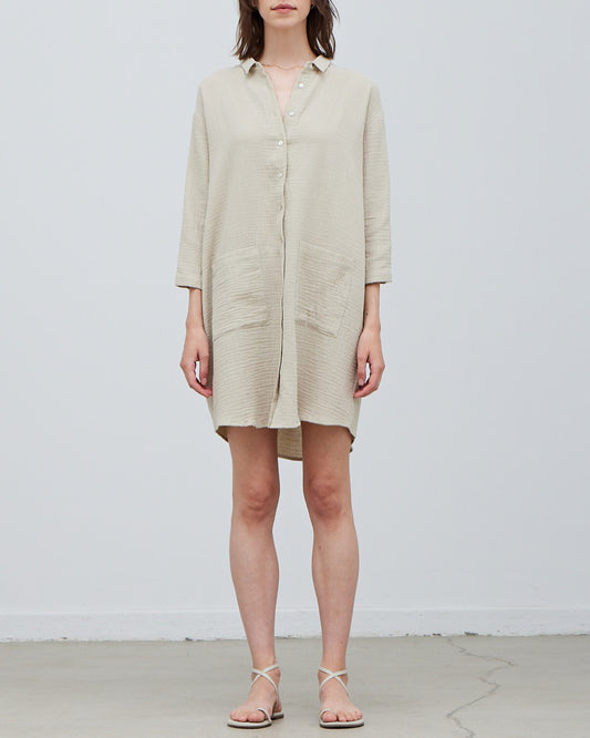 COTTON DOUBLE GAUZE SHIRT DRESS